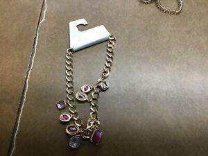 Mixed Stone Charm with Ombre Effect Collar Necklace - A New Day Purple