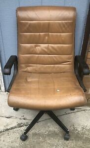 Mid-Century Knoll Sapper Caramel Leather Executive Ergonomic Chairs