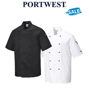 SALE Portwest Mens Kent Chefs Jacket Mandarin Collar Durable Comfort Work C734