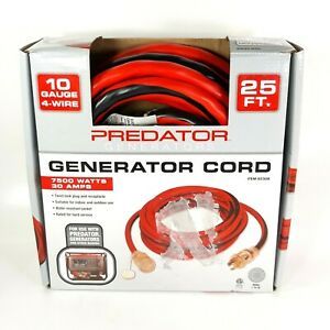 Home Power Generator Extension Cord 25ft 7500 Watts 30 Amp 10 Gauge 4-Wire 250V