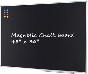 Lockways Magnetic Chalk Board Blackboard, Bulletin Black Board 48 X 36 Inch, Sil