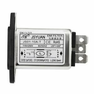 IEC 320 C14 Male Socket Panel Mount Power Line EMI Filter JS01-10A-T