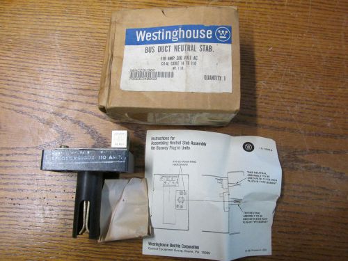 New nos westinghouse 505c291g02 bus duct neutral stab 110 amp 300 volts a/c for sale