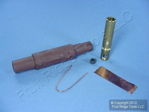 Leviton brown ect 15 series detachable female cam plug 600v set screw 15d22-h1 for sale