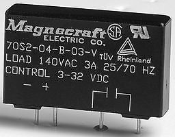 MAGNECRAFT 70S2-01-A-03-V SSR, PCB MOUNT, 60VDC, 15VDC, 3A