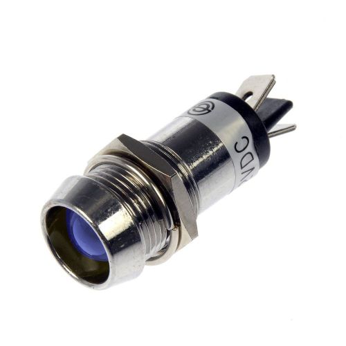 Blue LED 8mm DC12V Panel Indicator Power Signal Light Metal Shell Pilot Light