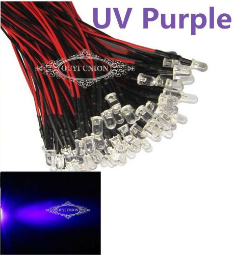 10PCS Lot Pre-wired LED 12V Bright UV Purple 10mm LEDs Bulb Lamp 20cm Prewired