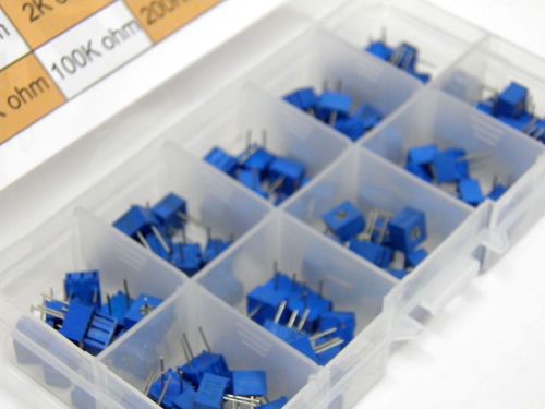 10value 100pcs 3362 Trimmer Trim Pot Resistor Box Kit 100 ohm - 1M ohm 12