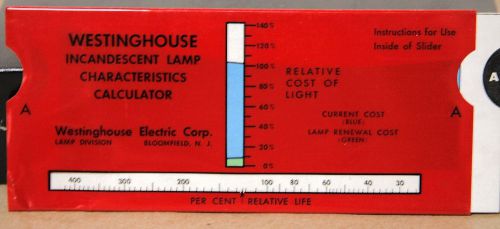 Paper Calculator-Vintage-&#034;Westinghouse Incandescent Lamp Calculator1959 (W13)