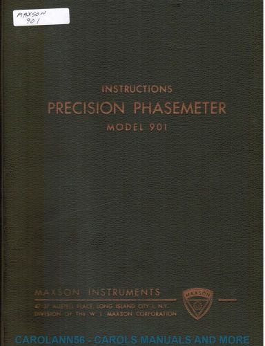 MAXSON INSTRUMENTS Manual 901 Precision Phasemeter