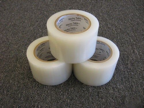 Carpet Cleaning Sticky Tabs 3&#034; x 3.5&#034;, 100&#039; Roll, Set of 3