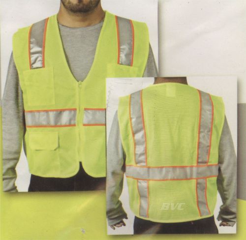 2XL Large LIME COLORED SAFETY VEST- ANSI CLASS 2 High Visibility Vest + Pockets