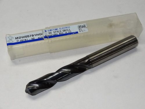 Sumitomo 37/64&#034; .5781&#034; 3xd solid carbide oil coolant-thru stub length gs-drill for sale