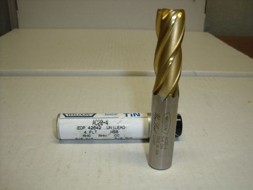 5/8 x 5/8&#034; x 1-5/8 x 3-3/4 ac20- 4 hss ticn end mill weldon  end mill - e40 for sale