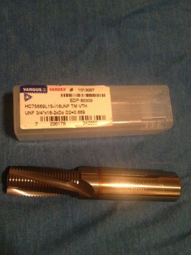 Vargus 3/4&#034;-16unef vth carbide coolant thread mill ticn helical spiral flute for sale