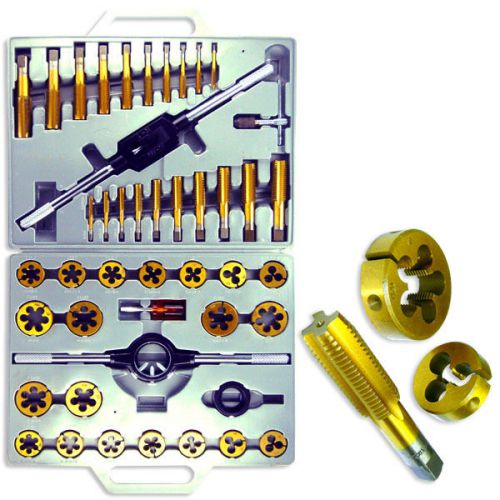 45 pc tap &amp; die set metric sae titanium tungsten steel jumbo thread renew tool for sale