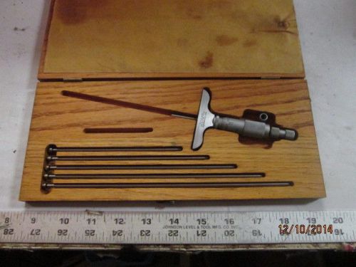 Machinist tool lathe starrett depth micrometer gage gauge in oak case for sale