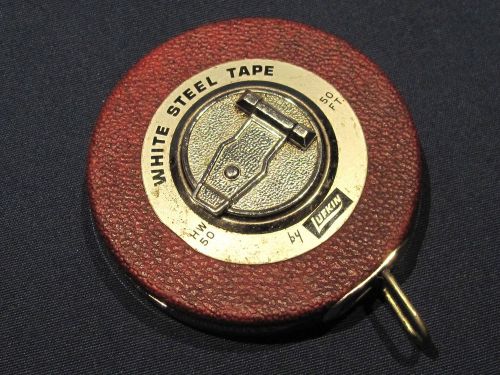 Vintage Lufkin HW50 Steel Retractable 50&#039; Tape Measure ~ w/ Starrett Eights Tape
