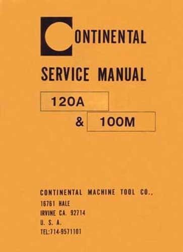 Continental 120A &amp; 100M Band Saw Service Manual BandSaw Book PDF