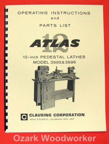 Atlas/craftsman 12&#034; pedestal metal lathe 3995 &amp; 3996 parts manual 0047 for sale
