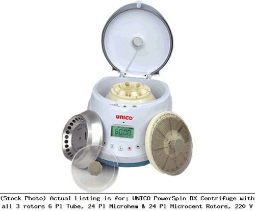 Unico powerspin bx centrifuge with all 3 rotors 6 pl tube, 24 pl microhem: c885e for sale