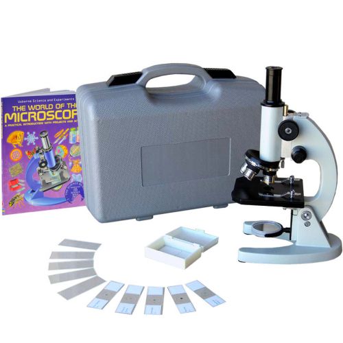 40x-640x student metal compound microscope with abs case, 10pc specimens &amp; book for sale