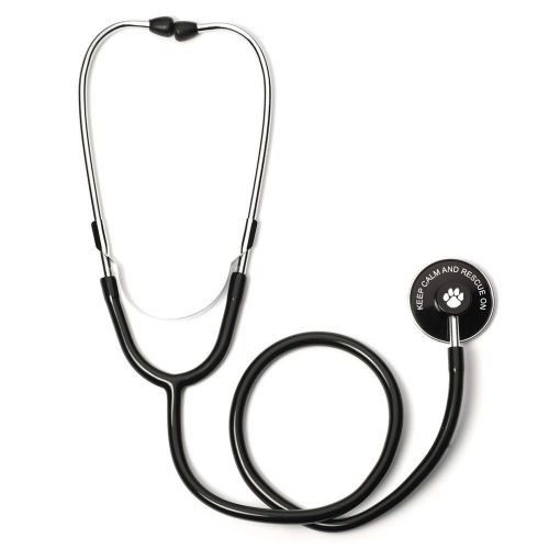 Black Single Head Stethoscope with Keep Calm and Rescue On Animal Dog Paw