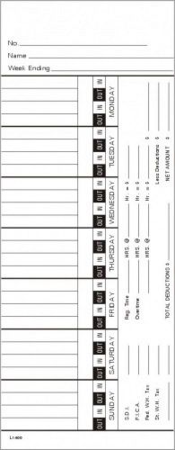 Time card weekly left side print timecard l1400 box of 1000 for sale