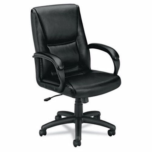 Basyx VL161 Executive Mid-Back Chair, Black Leather (BSXVL161SB11)