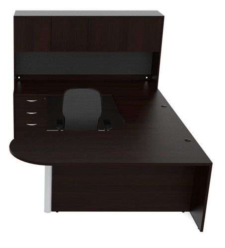 New Amber Bullet U-Shape Executive Office Desk with Hutch