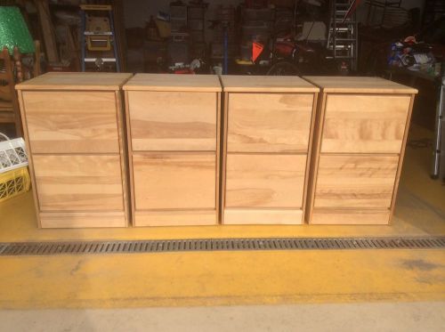 4 Filing Cabinets, Unfinished Wood, Office, Very Good