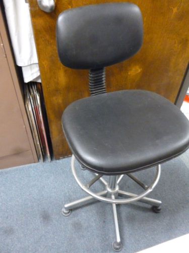 Laboratory stool, swivel seat, manual height adjustable, black vinyl (c115) for sale