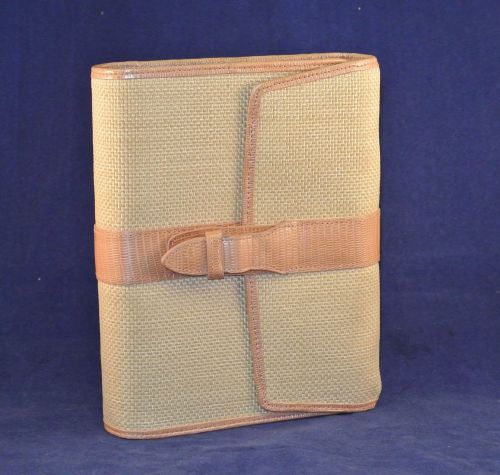 *NEW* Compact 1.0&#034; Rings Tan HEMP &amp; Leather FRANKLIN COVEY Open Planner/Binder