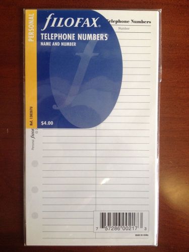 Filofax Telephone Number Inserts Personal Size New