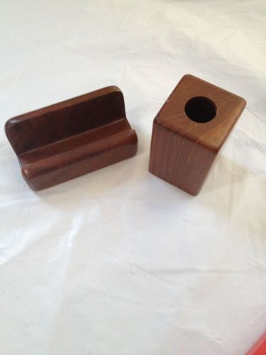 Wooden Business Card Holder And Pen Or Paper Clip Holder