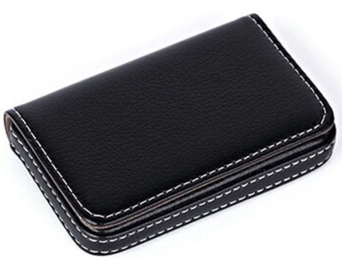 Gift Business Name Card Holder Leather Pocket Wallet Box Case Black