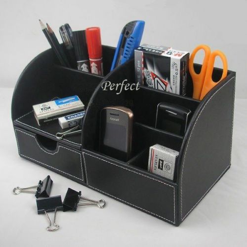 Multi-function Leather Stationery Pen Pencil Desk Organizer Holder Eco-Friendly