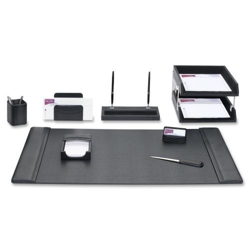 Dacasso Black Leather 10-Piece Desk Set - DACD1020