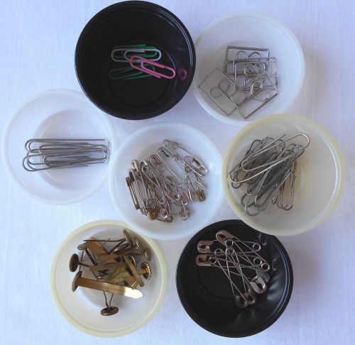Mixed lot ~  paper clips, safety pins, fasteners ~ used for sale