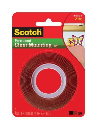 3m scotch 4010 clear heavy-duty mounting tape - 1&#034; width x 5 ft length - for sale