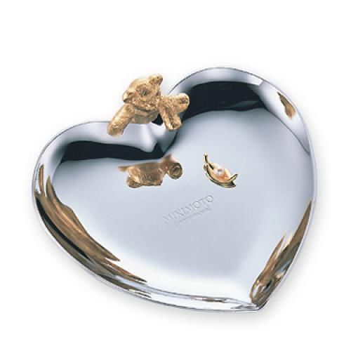 MIKIMOTO International pearl jewelry Tray Bear Heart from Japan K117 6965