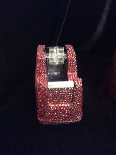 Red Rhinestone Crystal Bling Embellished Medium Office Tape Dispenser NEW