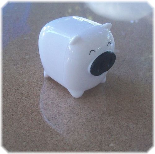 Novelty Pencil Sharpener - Cute White Happy Pig - piggy/boar/hog