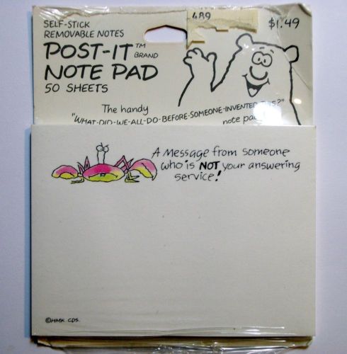 1987 Post- It Note Pad &#034;A message from someone who is NOT your answering service