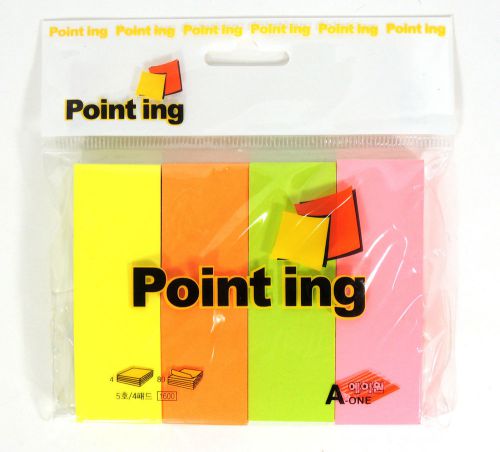 A-One Pointing-5 4Pack(320sheets) POST IT Sticky Notes Notepads 25X75mm 1X3&#034;