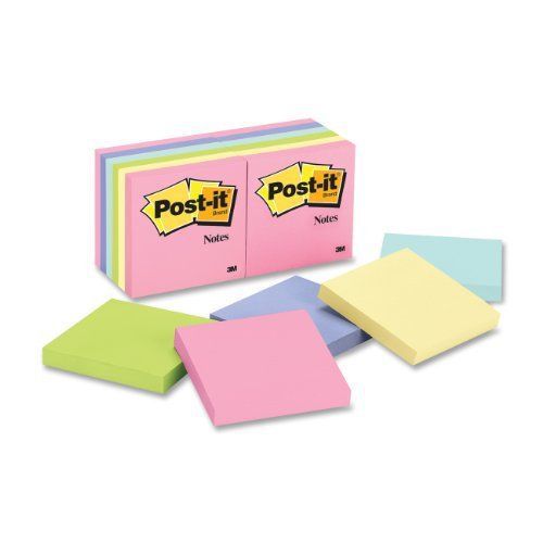 Post-it Notes  3 x 3 inches  Assorted Pastel Colors  12-Pads/Pack