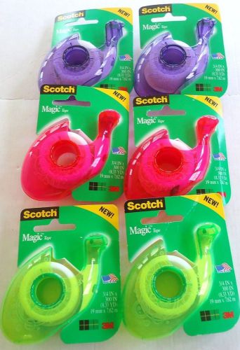 Back to school scotch magic tape contour dispenser: green ,red,violet 3/4&#034;x300&#034; for sale