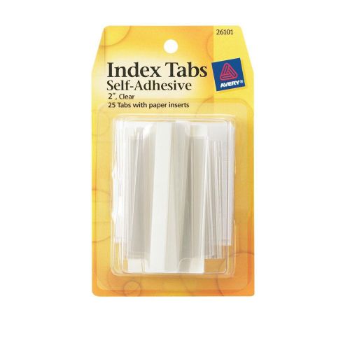 NEW Avery Index Tabs with Writable Inserts, 2 Inches, 25 Clear Tabs (26101)