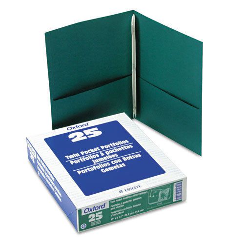 Twin-pocket folders with 3 fasteners, letter, 1/2&#034; capacity, green, 25/box for sale