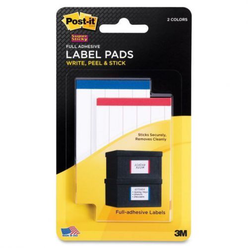4~Packs - 3M Post-it Super Sticky Red/Blue Lined Label Pad - 2&#034;x3&#034;- NEW Sealed!